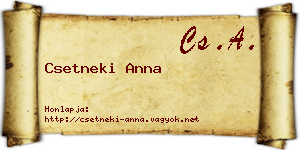 Csetneki Anna névjegykártya